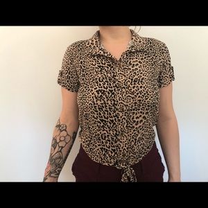 Leopard Print Button Down